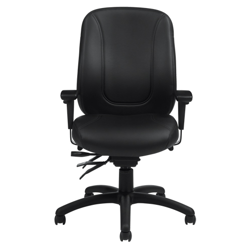 Overtime High Back Chair, Leather, Black, 300 lbs. Capacity NTL Industrial