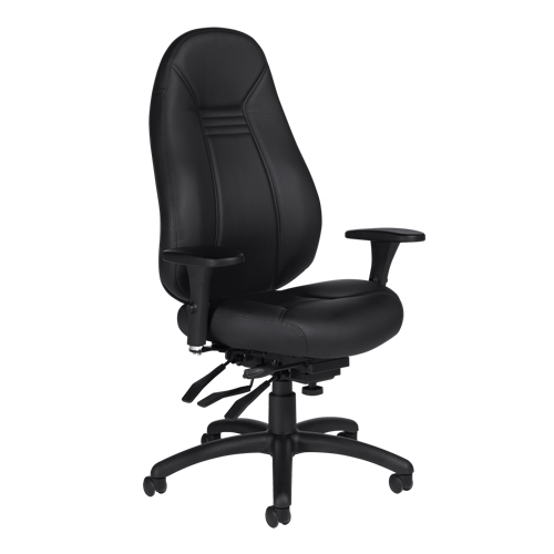 High Back Comfort Chair, Leather, Black, 300 lbs. Capacity NTL Industrial