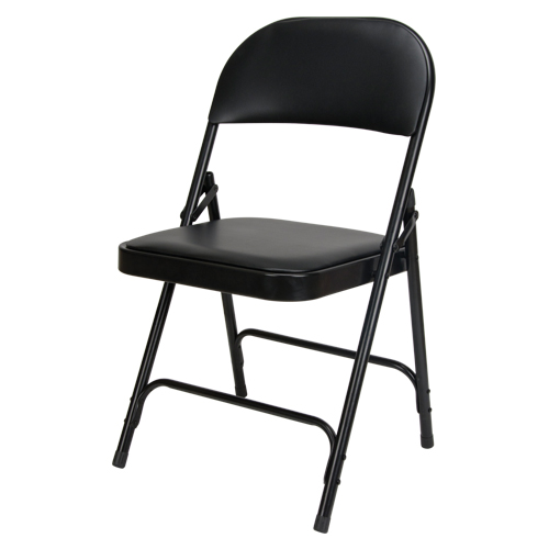 Vinyl Padded Folding Chair, Steel, Black, 300 lbs. Weight Capacity NTL Industrial