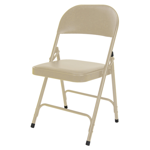 Vinyl Padded Folding Chair, Steel, Beige, 300 lbs. Weight Capacity NTL Industrial