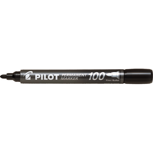 Marqueur permanent Pilot 100, Noir, Pointe Ronde NTL Industrial