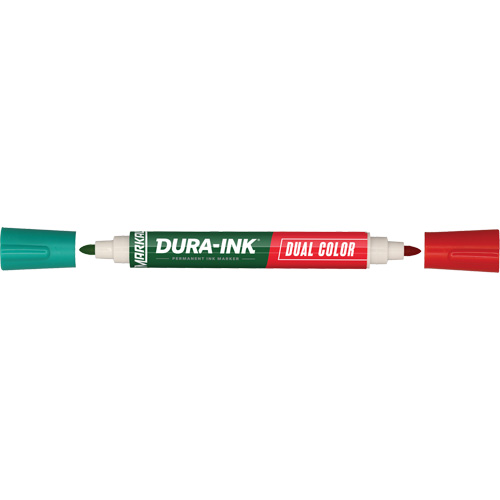 Marqueur &agrave; encre permanente et double couleur Markal Dura-Ink, Ronde, Vert/Rouge NTL Industrial