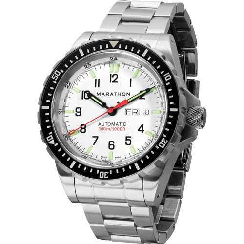 Tr&egrave;s grande montre automatique &eacute;dition arctique avec jour/date avec bracelet en acier inoxydable, Num&eacute;rique, &agrave; piles, 46 mm, Argent NTL Industrial