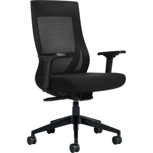Chaise &agrave; dossier moyen avec m&eacute;canisme &agrave; basculement synchronis&eacute; &agrave; d&eacute;tection de poids , Mailles, Noir NTL Industrial