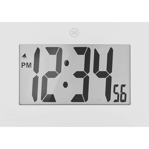 Large Frame Clock, Digital, Battery Operated, 9" W x 1" D x 6.5" H, White NTL Industrial