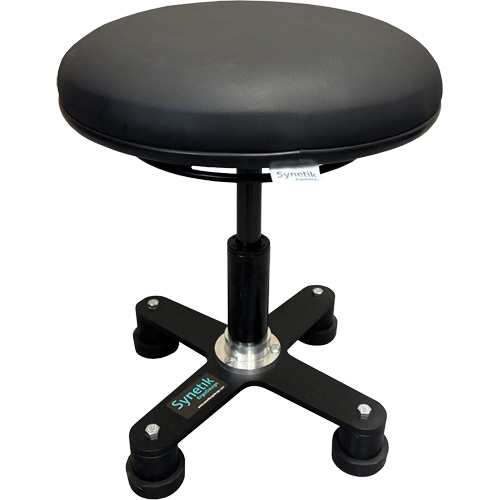 Omnistool Ergonomic Stool, Mobile, Adjustable, Vinyl Seat, Black NTL Industrial