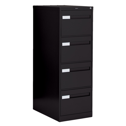 Vertical Filing Cabinet with Recessed Drawer Handles, 4 Drawers, 18.15" W x 26.56" D x 52" H, Black NTL Industrial