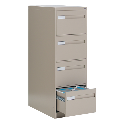 Vertical Filing Cabinet with Recessed Drawer Handles, 4 Drawers, 18.15" W x 26.56" D x 52" H, Beige NTL Industrial