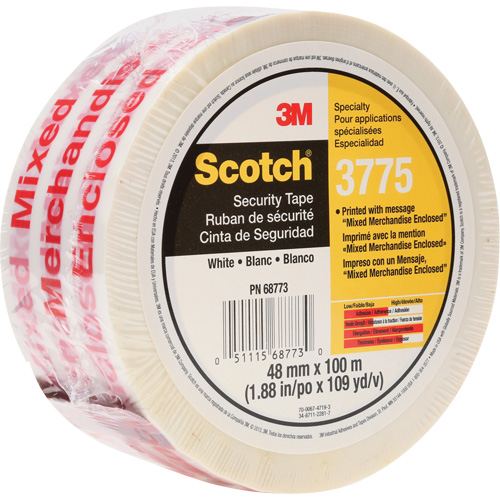 Scotch&reg; 3775 Box Sealing Tape with Message, Hot Melt Adhesive, 2 mils, 48 mm (1-22/25") x 100 m (328') NTL Industrial