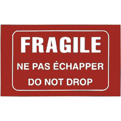 &eacute;tiquettes pour traitement sp&eacute;cial bilingues Fragile, 5" lo x 3" la, Blanc/rouge NTL Industrial