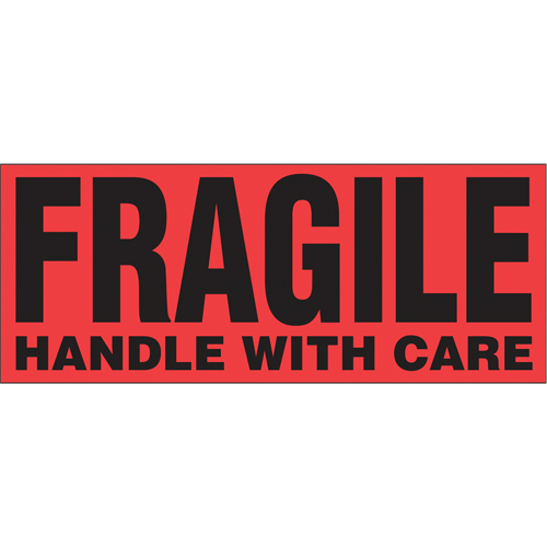 &eacute;tiquettes pour traitement sp&eacute;cial Fragile Handle with Care, 5" lo x 2" la, Noir/rouge NTL Industrial