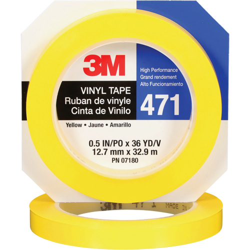 471 Vinyl Tape, 12 mm (1/2") W x 32.9 m (108') L, 5.3 mils, Yellow NTL Industrial