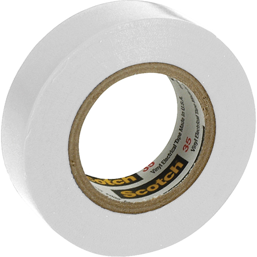 Scotch&reg; 35 Colour Coded Tape, 12.7 mm (1/2") x 6.1 m (20'), White, 7 mils NTL Industrial