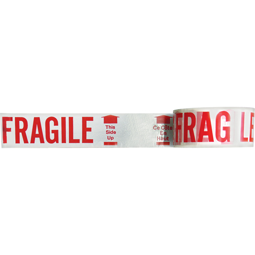 Ruban imprim&eacute; bilingue – Fragile ce c&ocirc;t&eacute; en haut, Rouge/blanc NTL Industrial