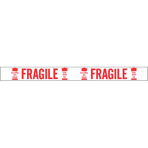 Ruban imprim&eacute; bilingue – Fragile ce c&ocirc;t&eacute; en haut, Rouge/blanc NTL Industrial