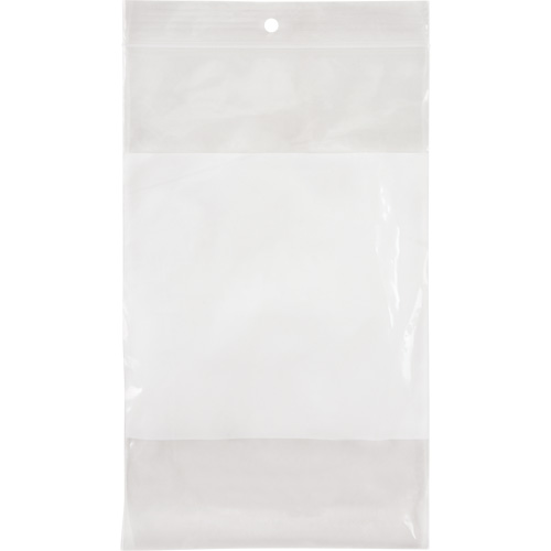 Sacs en poly avec espace inscriptible blanc, Refermable, 8" x 5", 2 mils NTL Industrial