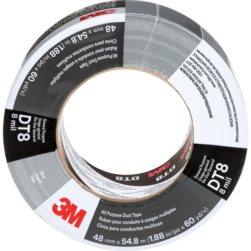 DT8 All-Purpose Duct Tape, 8 mils, Silver, 48 mm (2") x 55 m (180') NTL Industrial