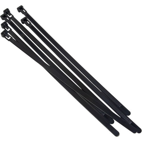 Attache-c&acirc;ble r&eacute;utilisable, Longueur 8", R&eacute;sistance &agrave; la traction 50 lb, Noir NTL Industrial