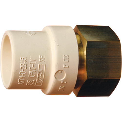 Threaded Pipe Adapter, Hub x FPT, 2" Dia., Brass/CPVC NTL Industrial