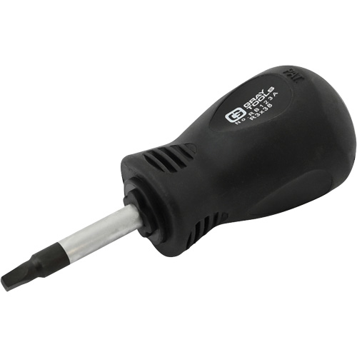 Square Recess Stubby Screwdriver, #3 Tip, Round, 3-1/4" L, Cushion Grip Handle NTL Industrial