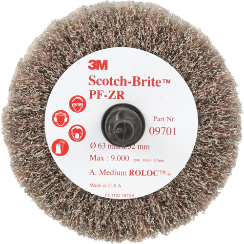 Scotch-Brite Roloc Cut and Polish Flap Brush, PF-ZR, Aluminum Oxide, Medium Grit, 2-1/2" x 1-1/4" NTL Industrial
