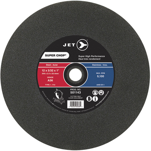 Meule &agrave; tronçonner Super Chop, 12" x 3/32", Arbre de 1", Type 1, 5100 Tr/min NTL Industrial