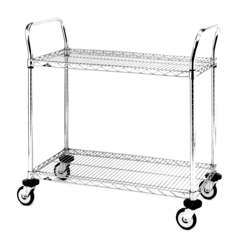 Chariot utilitaire &agrave; usage standard avec tablettes en treillis m&eacute;tallique, Chrom&eacute;, 18" x 39" x 36", Capacit&eacute; 375 lb NTL Industrial