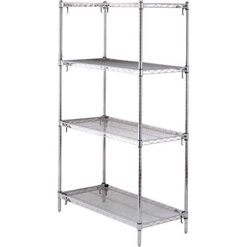 Shelving Unit, 4 Tiers, 36" W x 63" H x 18" D NTL Industrial