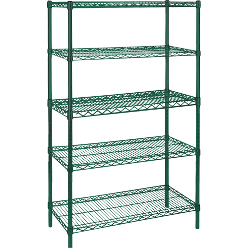 &eacute;tag&egrave;res robustes en treillis m&eacute;tallique au fini &eacute;poxy vert, 5 Tablettes, 36" la x 74" h x 18" p NTL Industrial