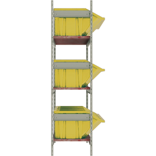 Wide Span Shelving with Jumbo Plastic Bins, Steel, Boltless, 800 lbs. Capacity, 66" W x 60" H x 18" D NTL Industrial