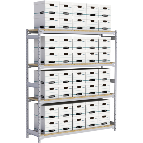 Wide Span Record Storage Shelving, Steel, 4 Shelves, 72" W x 18" D x 84" H NTL Industrial