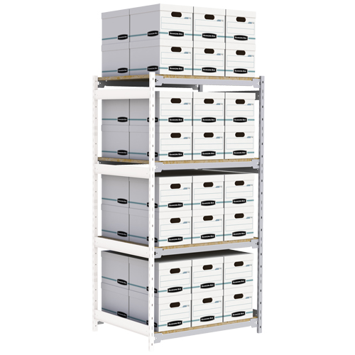 Wide Span Record Storage Shelving, Steel, 4 Shelves, 42" W x 32" D x 84" H, Add-On Kit NTL Industrial