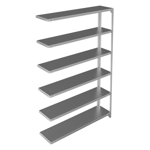 Shelving Unit, Galvanized Steel, Slotted Angle, 300 lbs. Capacity, 48" W x 72" H x 12" D NTL Industrial