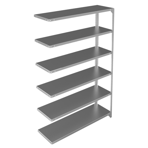 Shelving Unit, Galvanized Steel, Slotted Angle, 300 lbs. Capacity, 48" W x 72" H x 15" D NTL Industrial