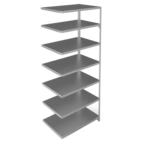 Shelving Unit, Galvanized Steel, Slotted Angle, 400 lbs. Capacity, 36" W x 84" H x 24" D NTL Industrial