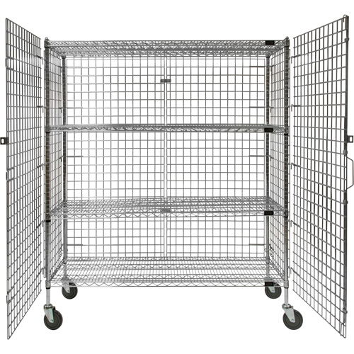 Security Cart, Chrome Plated, 60" x 69" x 24", 500 lbs. Capacity NTL Industrial