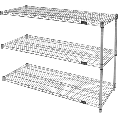Heavy-Duty Chromate Wire Shelving, Add-On Kit, 3 Tiers, 30" W x 33" H x 18" D NTL Industrial