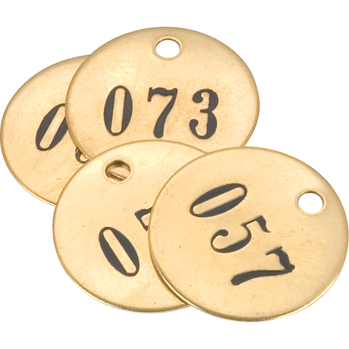 &eacute;tiquettes num&eacute;rot&eacute;es, # 101-125, Laiton, 1,5" dia. NTL Industrial