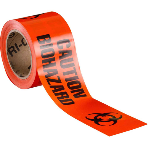 Barricade Tape, English, 3" W x 200' L, 3 mils, Black on Orange NTL Industrial