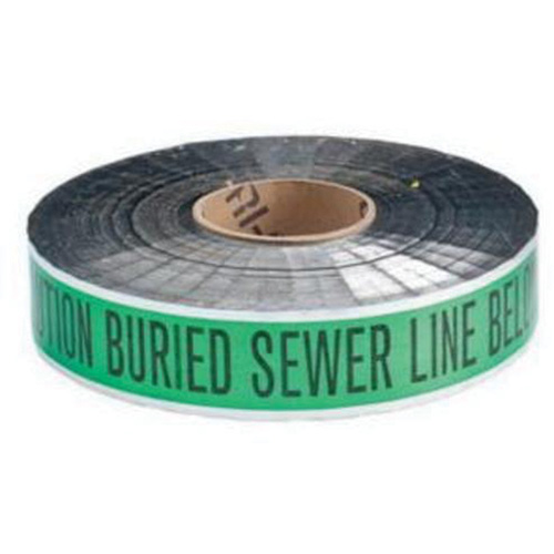 "Sewer Line" Identoline&reg; Underground Warning Tape, 2" W x 1000' L, Black on Green NTL Industrial