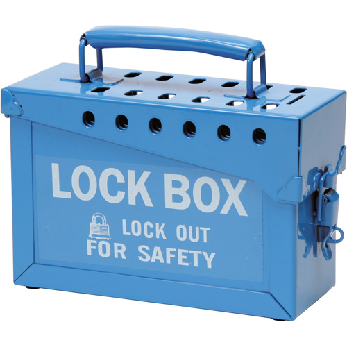 Portable Metal Lock Box, Blue NTL Industrial