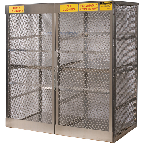 Aluminum LPG Cylinder Locker Storage, 16 Cylinder Capacity, 60" W x 32" D x 65" H, Silver NTL Industrial