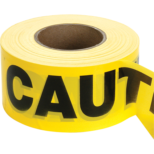 Barricade Tape, English, 3" W x 1000' L, 2 mils, Black on Yellow NTL Industrial
