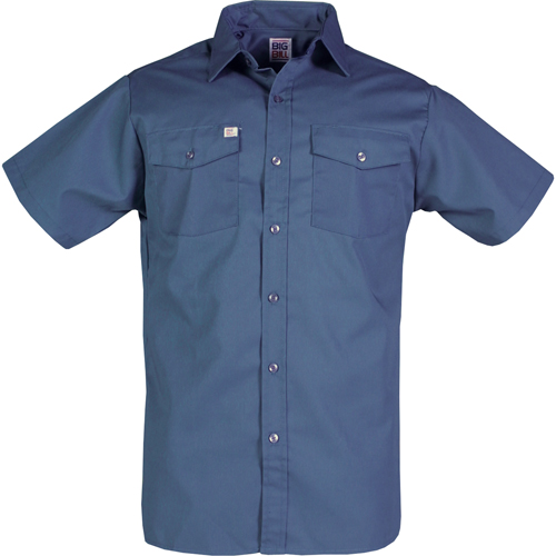 Work Shirts, Men's, Small, Navy Blue NTL Industrial
