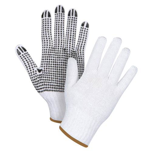 Gants tricot&eacute;s &agrave; pois, Poly/coton, Un c&ocirc;t&eacute;, Calibre 7, Grand NTL Industrial