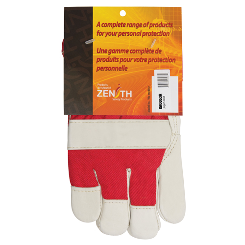 Gants d'ajusteur rouge & blanc doubl&eacute;s pour l'hiver de premi&egrave;re qualit&eacute;, Grand, Paume en Cuir fleur de vache, Doublure en Boa NTL Industrial