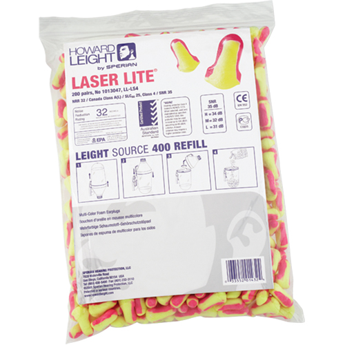 Howard Leight Laser Lite&reg; Single-Use Earplugs, Bulk - Polybag NTL Industrial