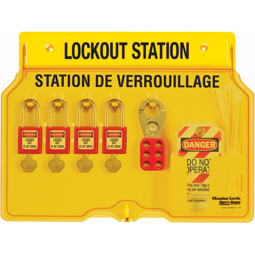 Lockout Station, Thermoplastic Padlocks, 4 Padlock Capacity, Padlocks Included NTL Industrial