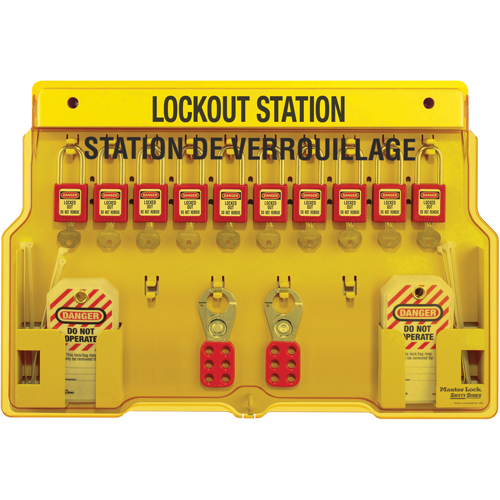 Station de verrouillage, Cadenas Aluminium, Capacit&eacute; de 10, Cadenas Compris NTL Industrial