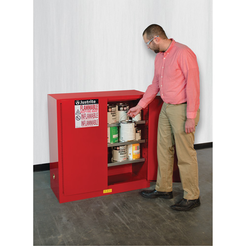 Armoire de s&eacute;curit&eacute; pour la peinture et les encres combustibles EX Sure-Grip, 40 gal., 3 tablettes NTL Industrial